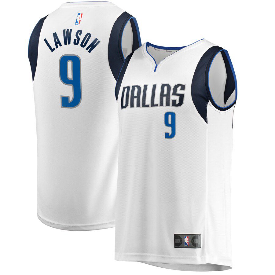 Men Dallas Mavericks #9 A.J. Lawson Fanatics Branded White Fast Break Player NBA Jersey